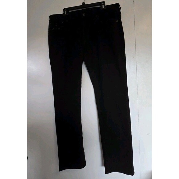 True Religion Jeans Mens 36 Black Rocco Relaxed Skinny Straight Leg Denim Pants - Picture 1 of 8
